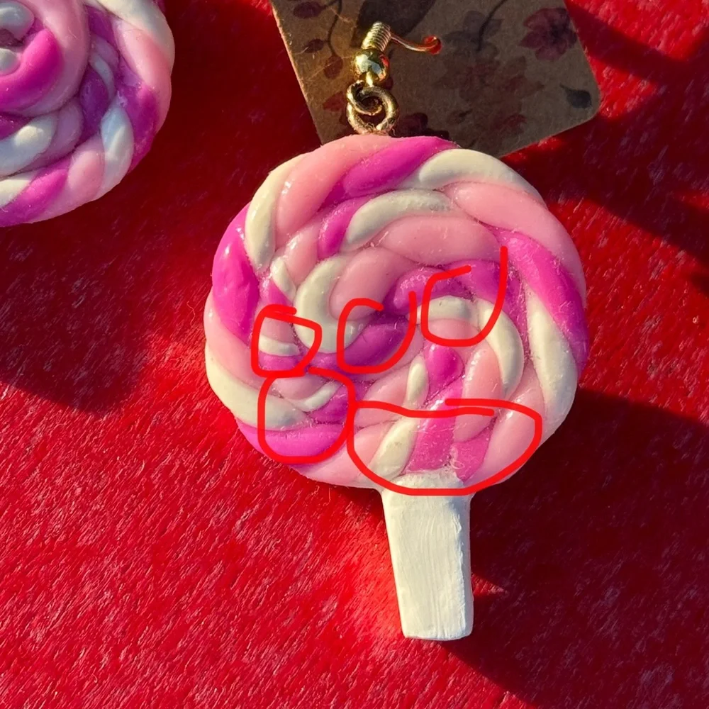 Polymer clay lollipop earrings - Picture 5 of 12